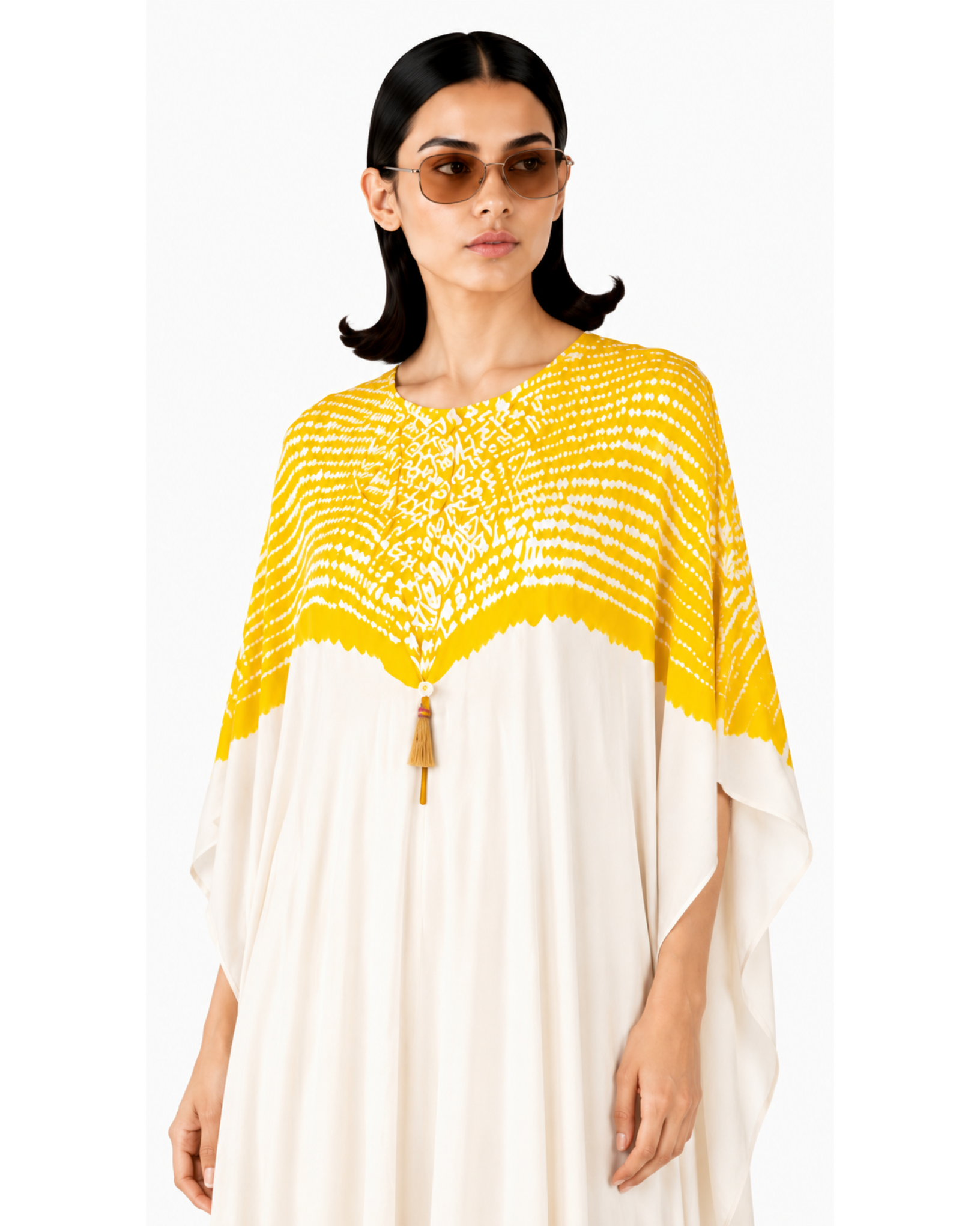 Kurta Set Shibori - Ivory/ Yellow