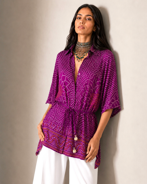 Shirt Kimono Bandhej - Purple