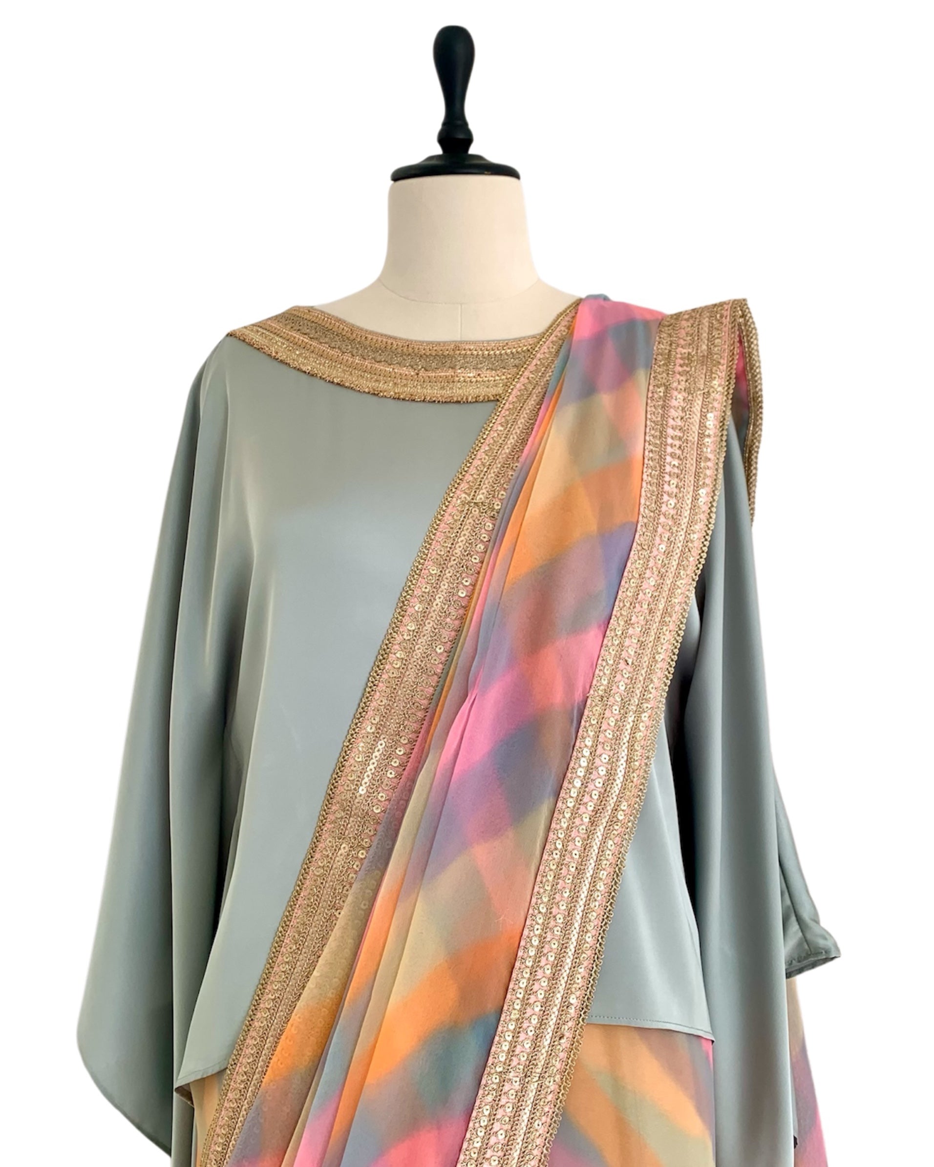 Saree Leheriya - Pink / Grey / Multi Pastels
