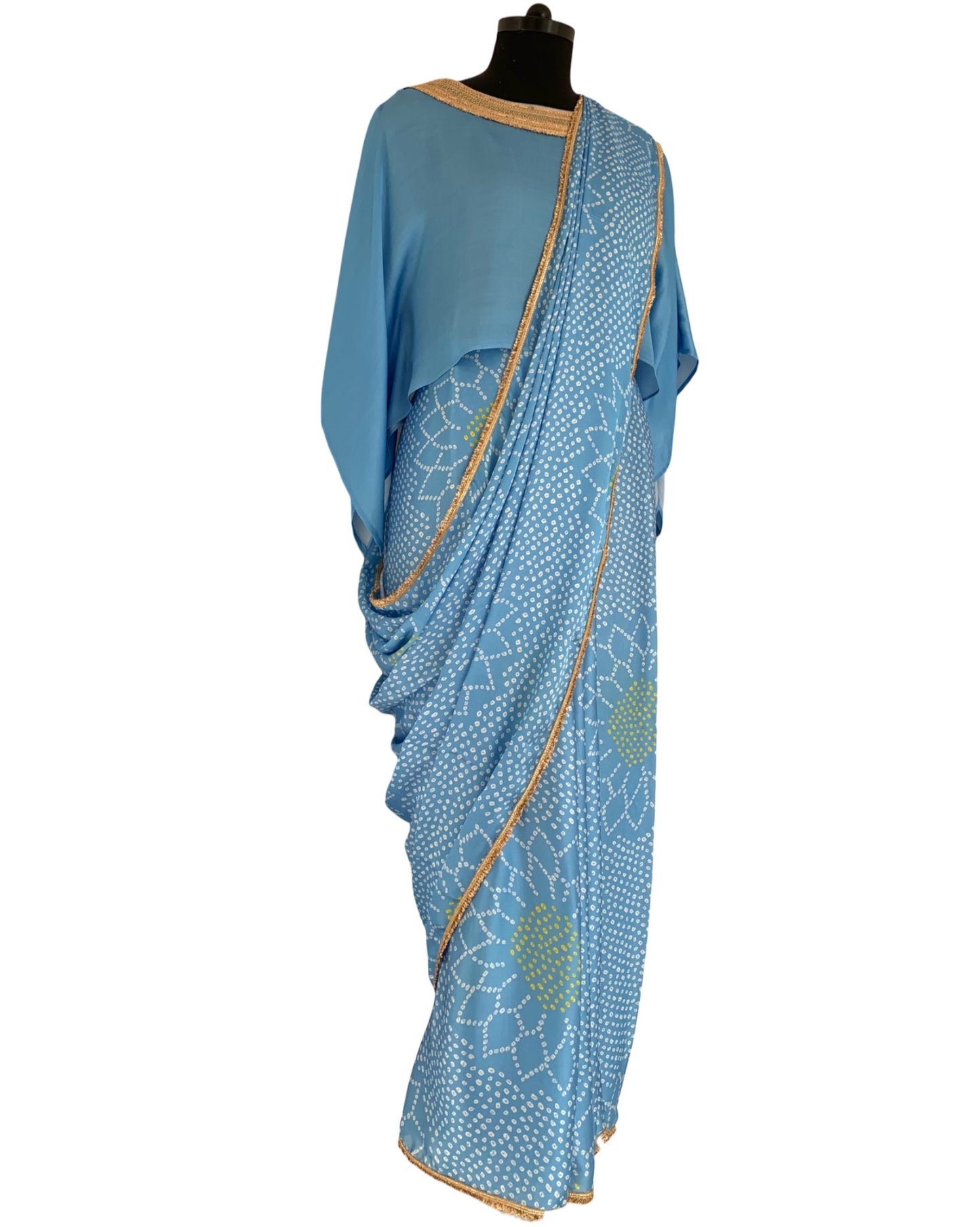 Saree Bandhej Mixology - Blue / Gold