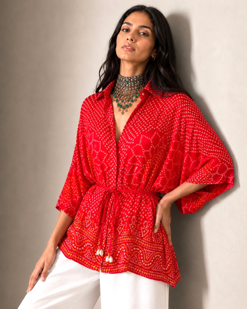 Shirt Kimono Bandhej - Red