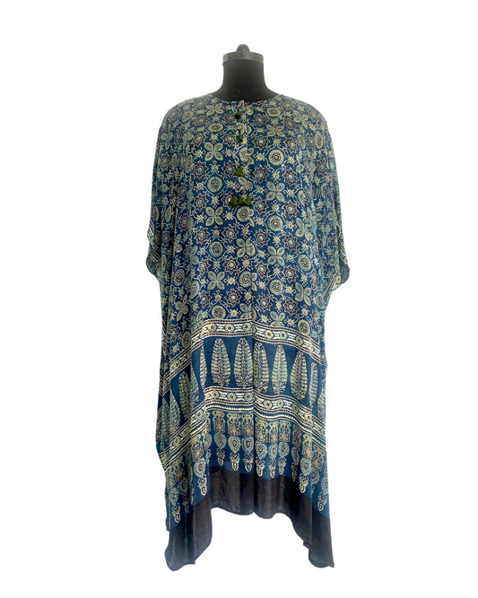 Kaftan Ajrakh - Indigo / Black / White