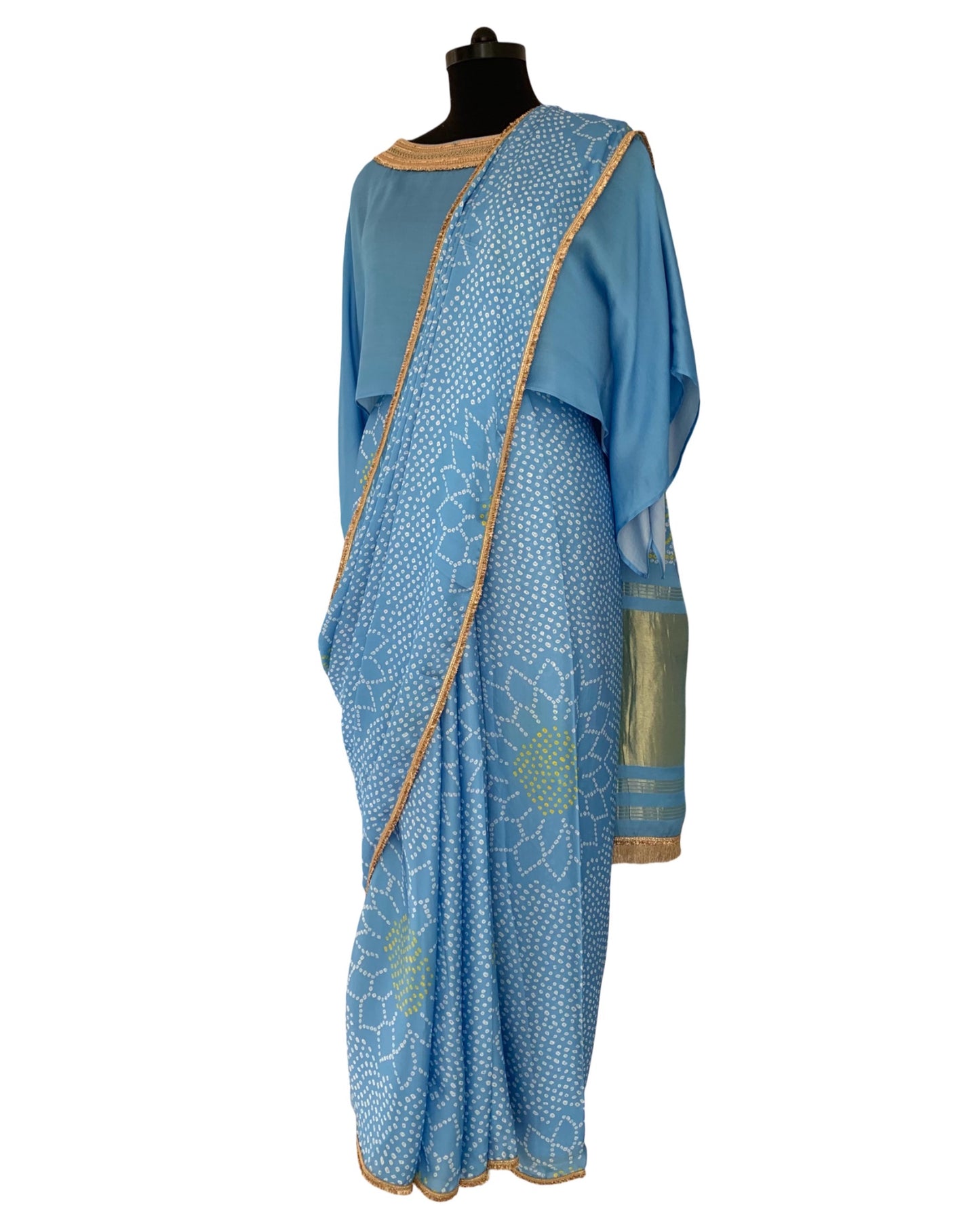 Saree Bandhej Mixology - Blue / Gold