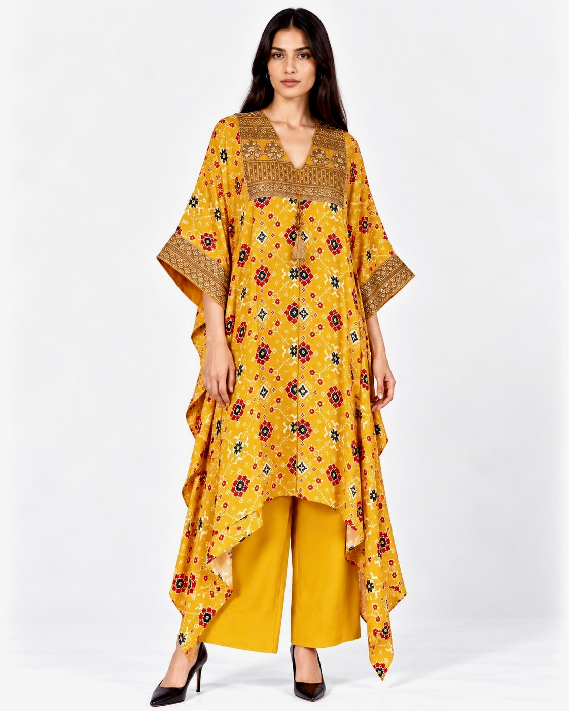 Kurta Set Patola - Yellow / Multicolour / Gold