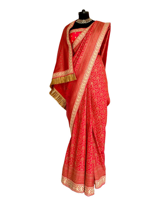 Saree Banarasi - Gulabi / Gold