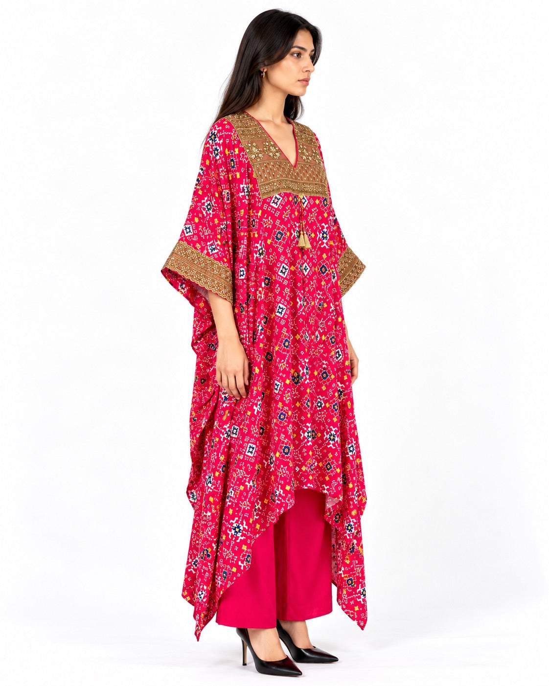 Kurta Set Patola - Fuchsia Rani / Multicolour / Gold