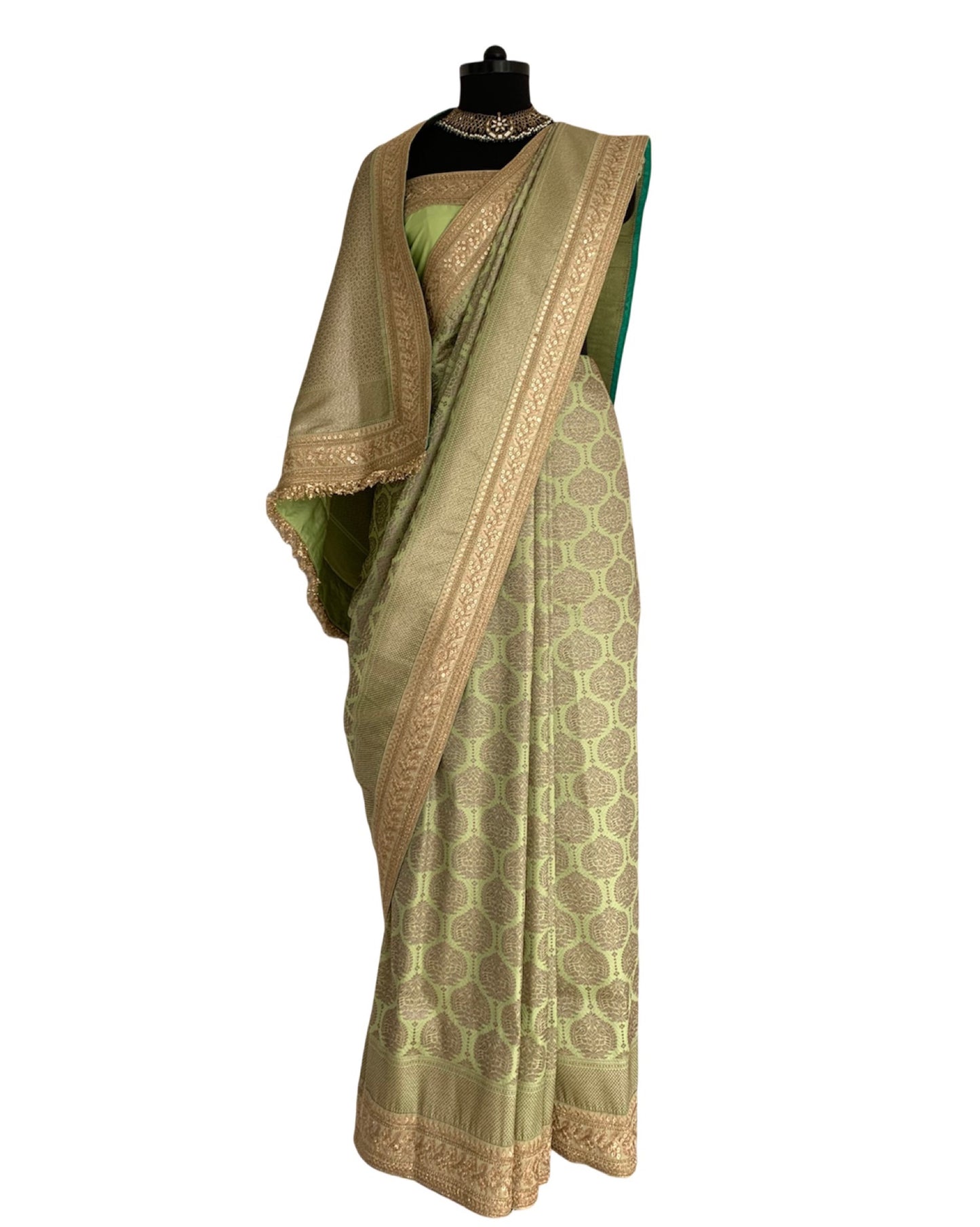 Saree Banarasi - Mint Green / Gold