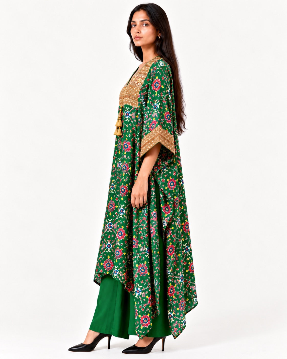 Kurta Set Patola - Dark Green / Multicolour / Gold