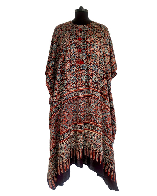 Kaftan Ajrakh - Black / Indigo / Red