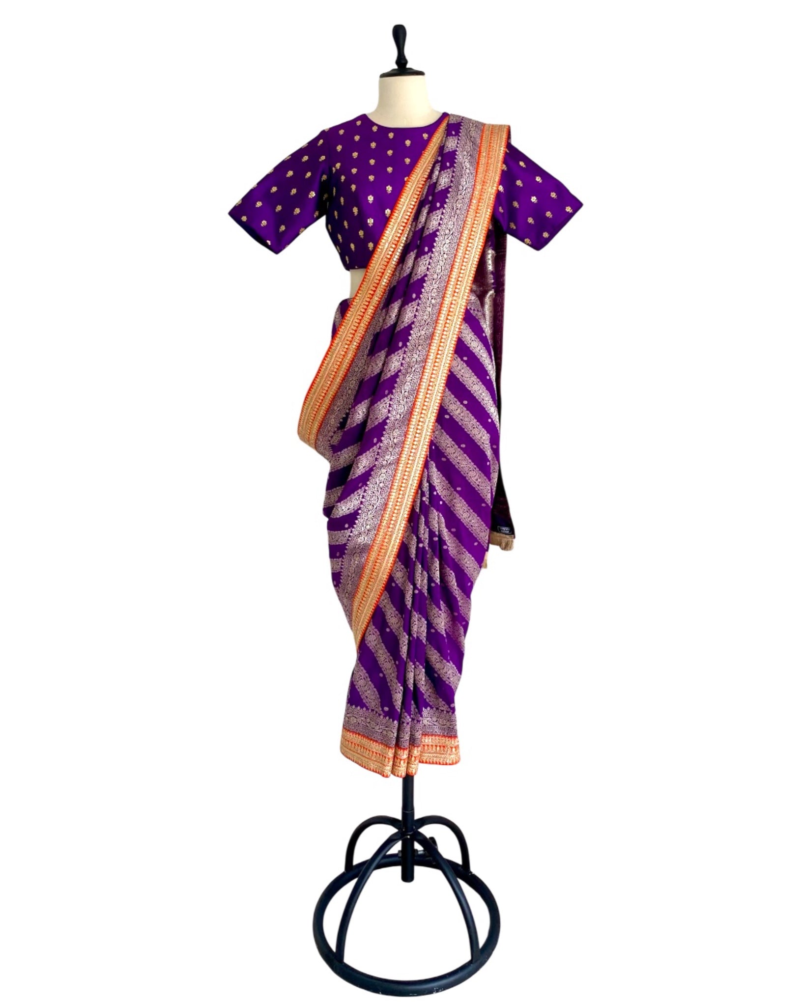 Saree Banarasi - Purple / Orange