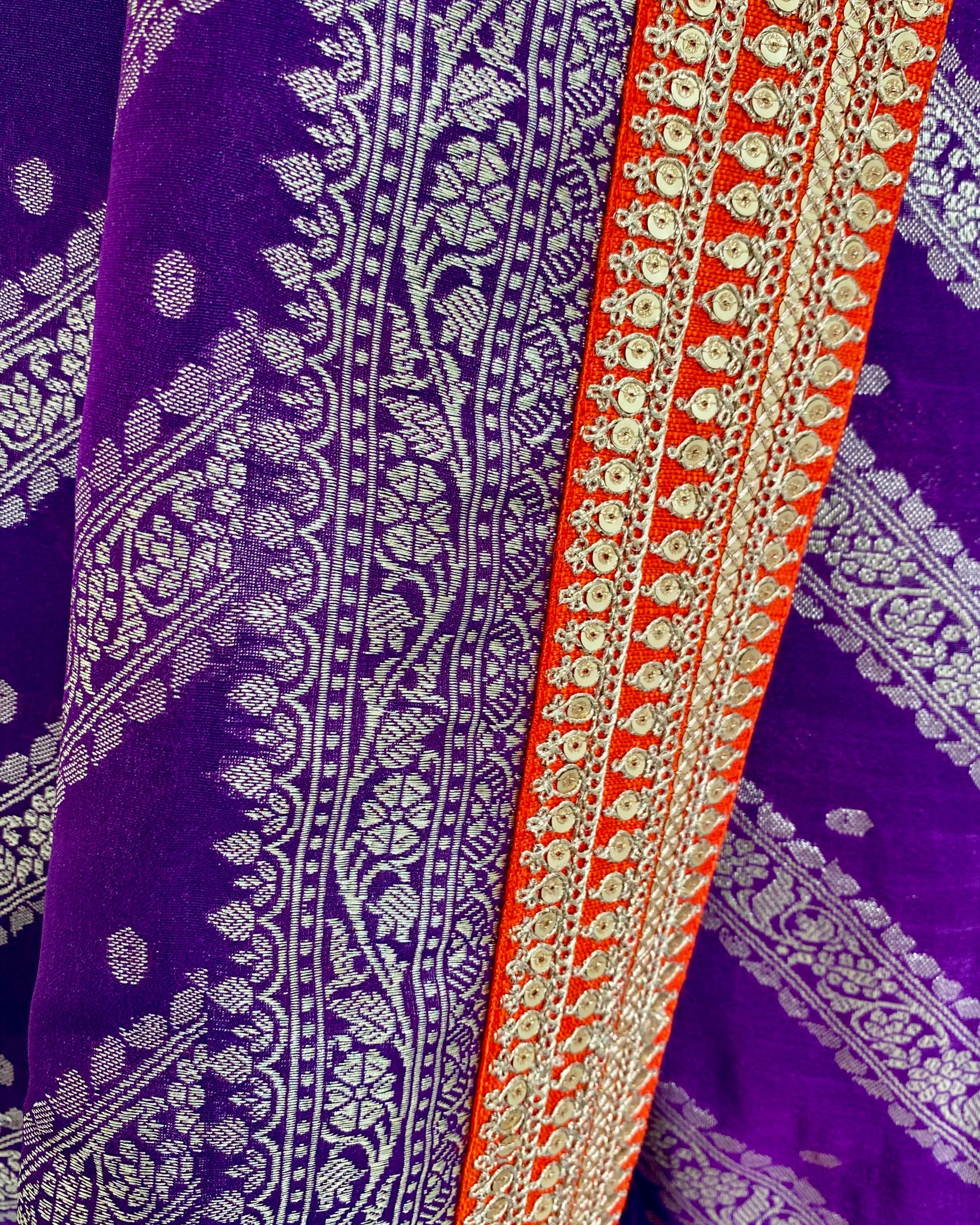 Saree Banarasi - Purple / Orange