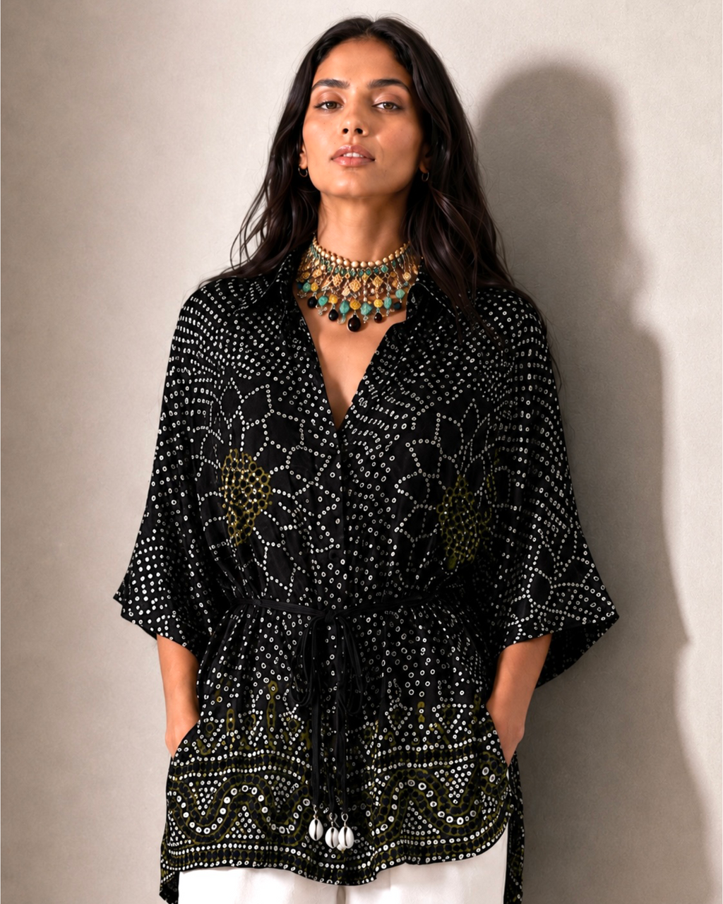 Shirt Kimono Bandhej - Black
