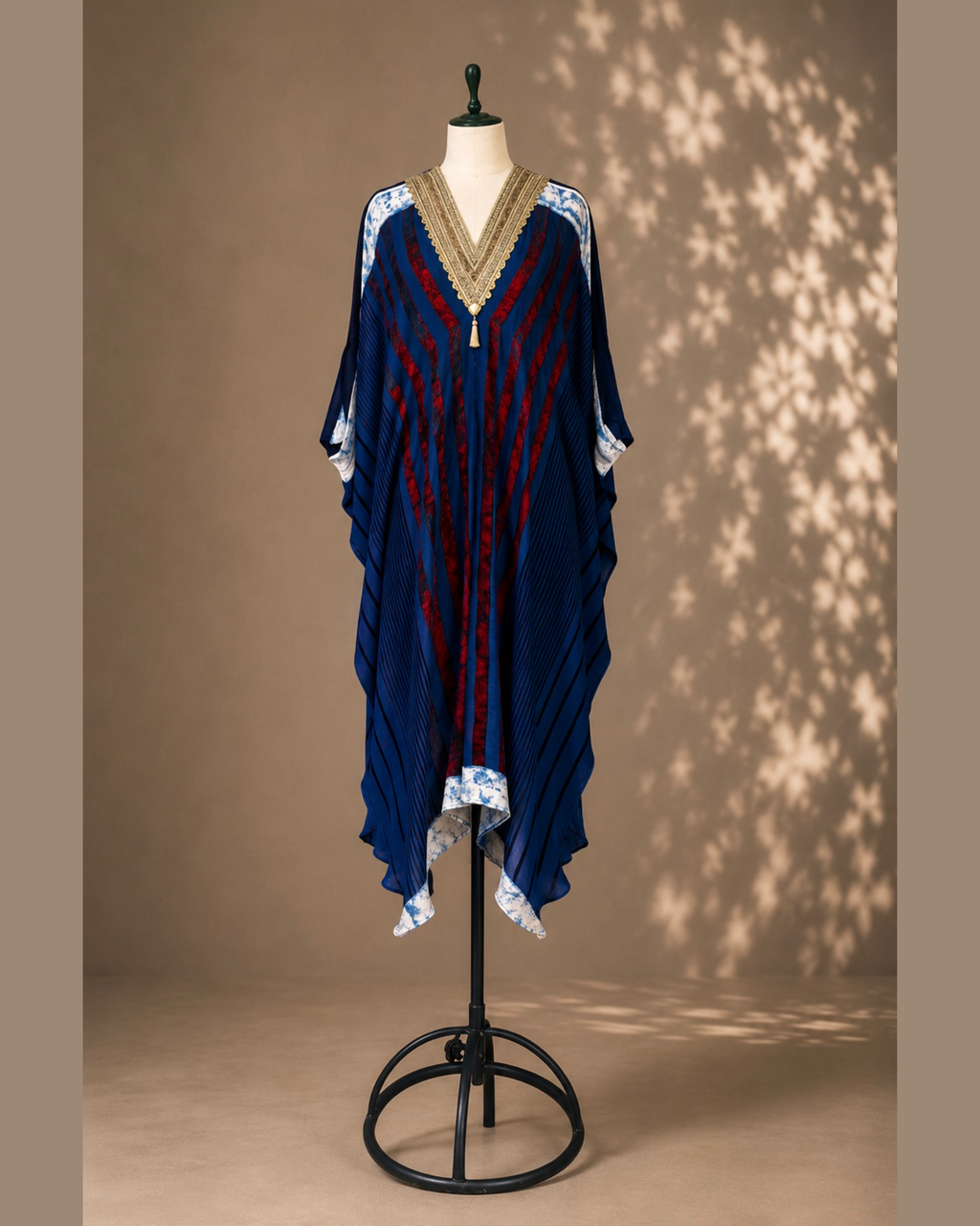 Kaftan Ajrakh - Indigo / Red/Black/White