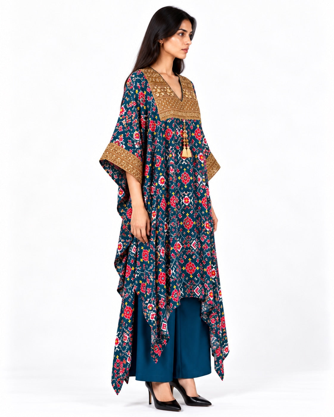 Kurta Set Patola - Teal Blue / Multicolour / Gold