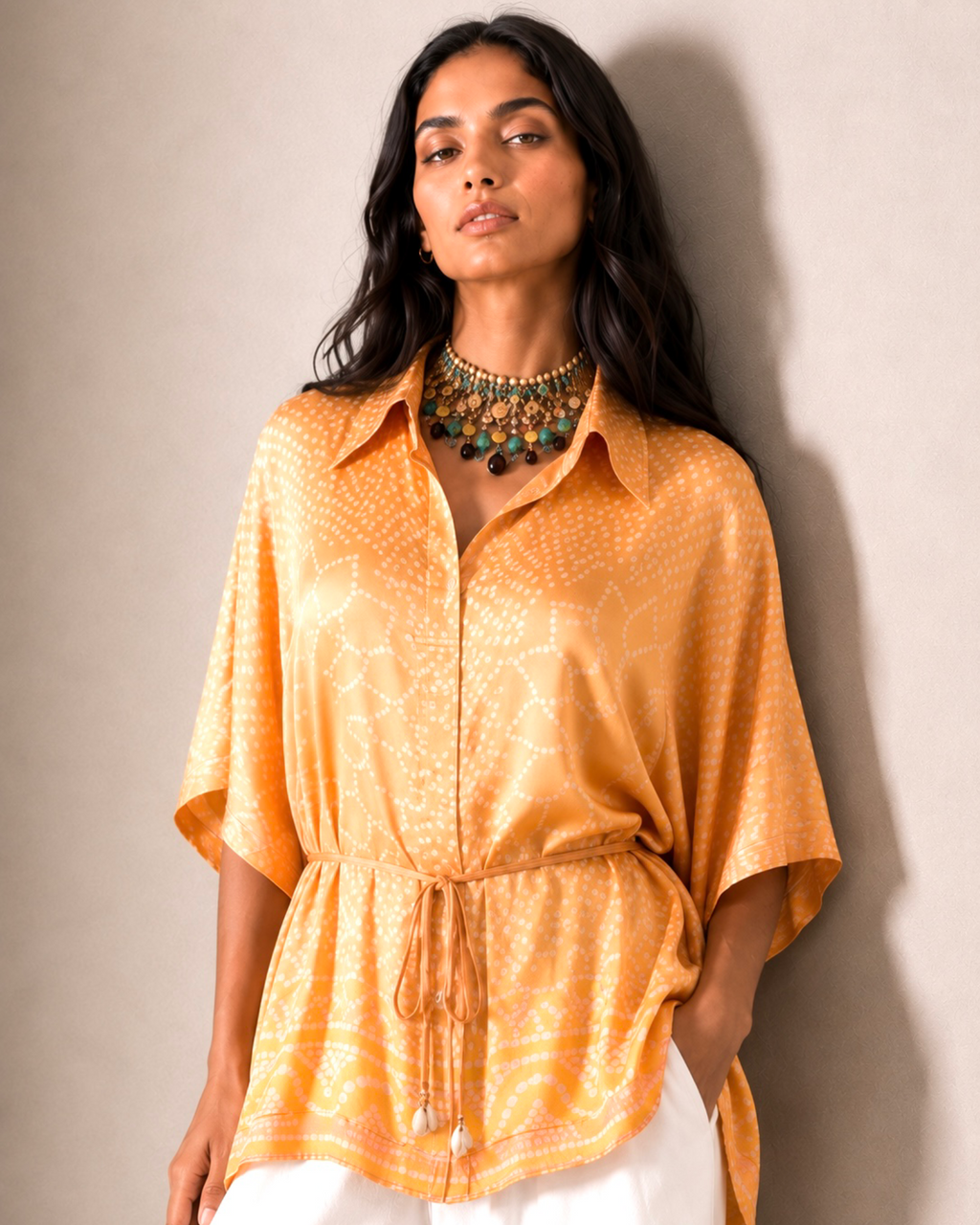 Shirt Kimono Bandhej - Peach