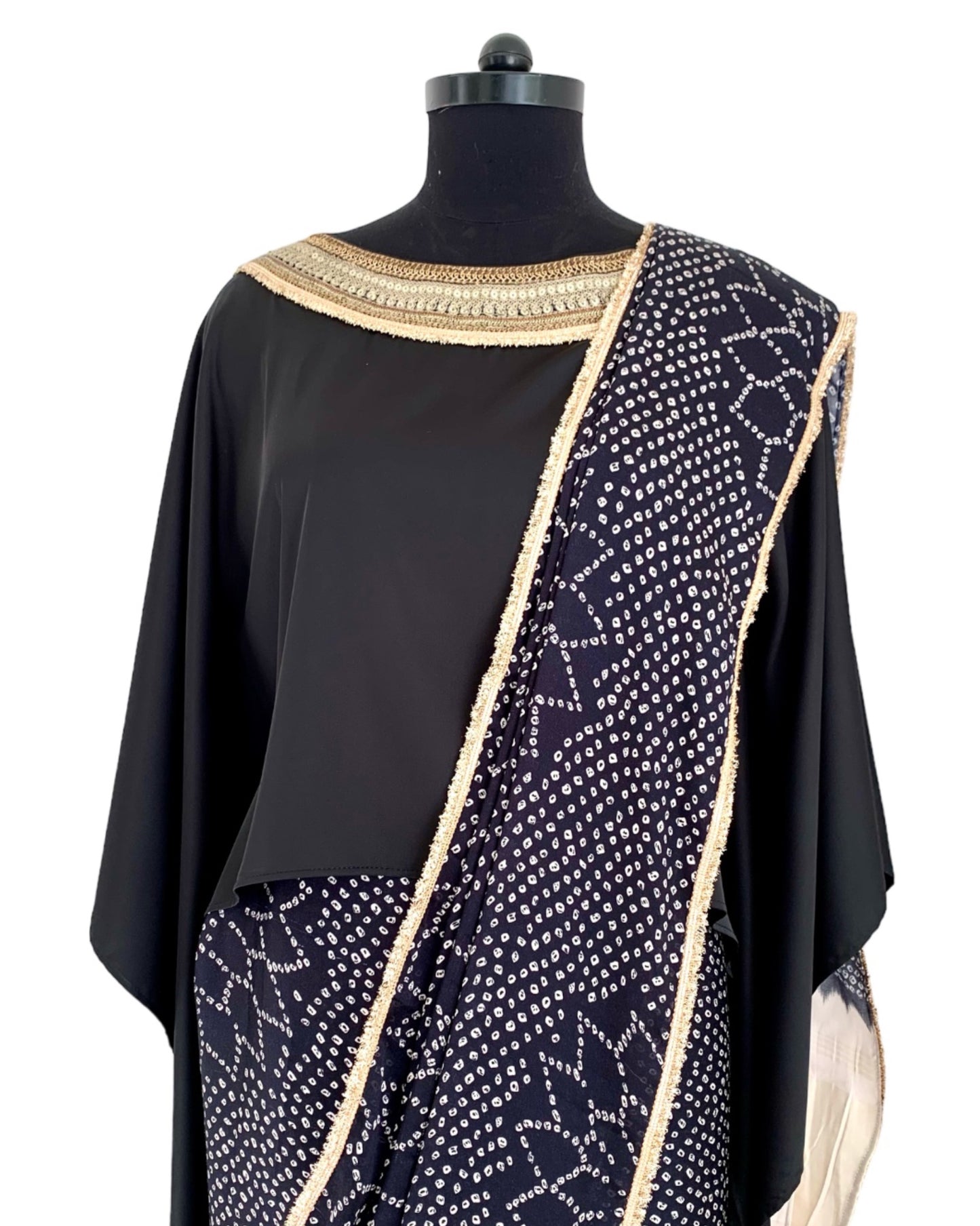 Saree Bandhej Mixology - Black / Ivory /Gold