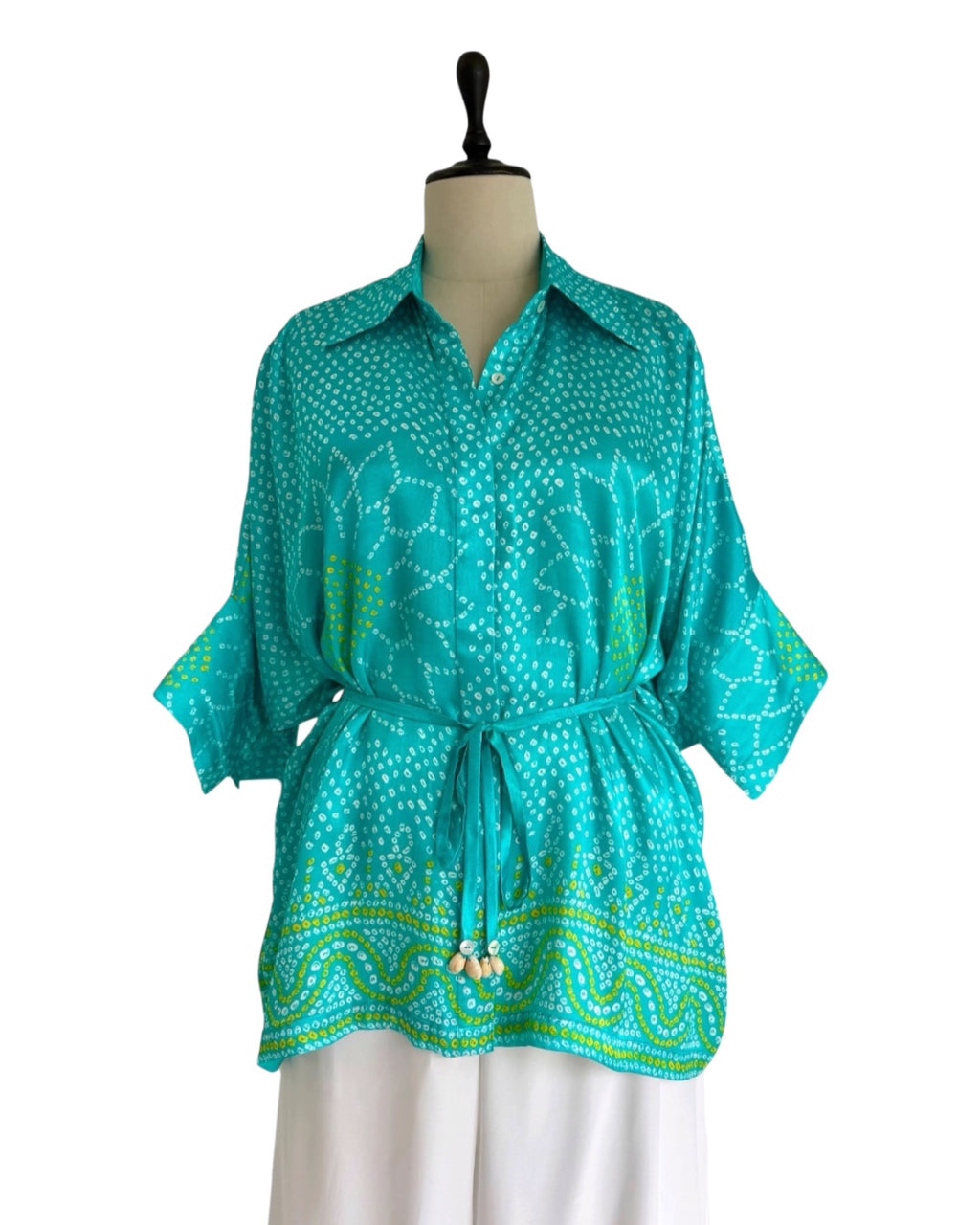 Shirt Kimono Bandhej - Aquamarine