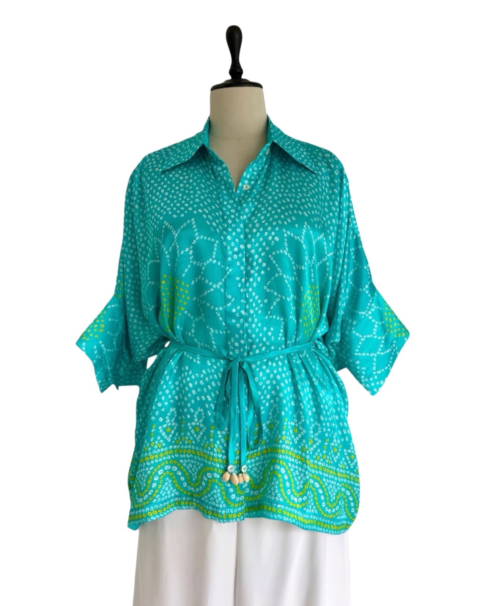 Shirt Kimono Bandhej - Aquamarine