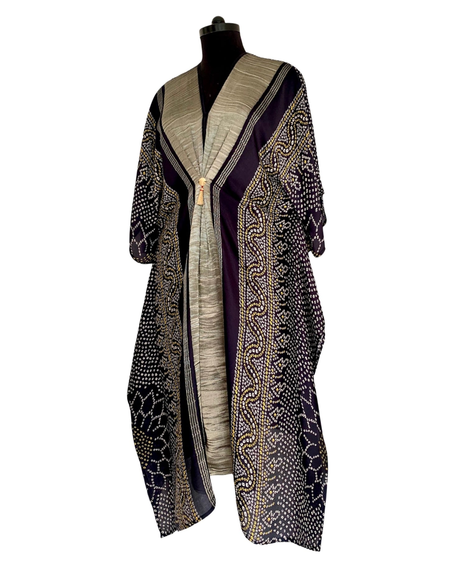 Kaftan Bandhej - Black / White