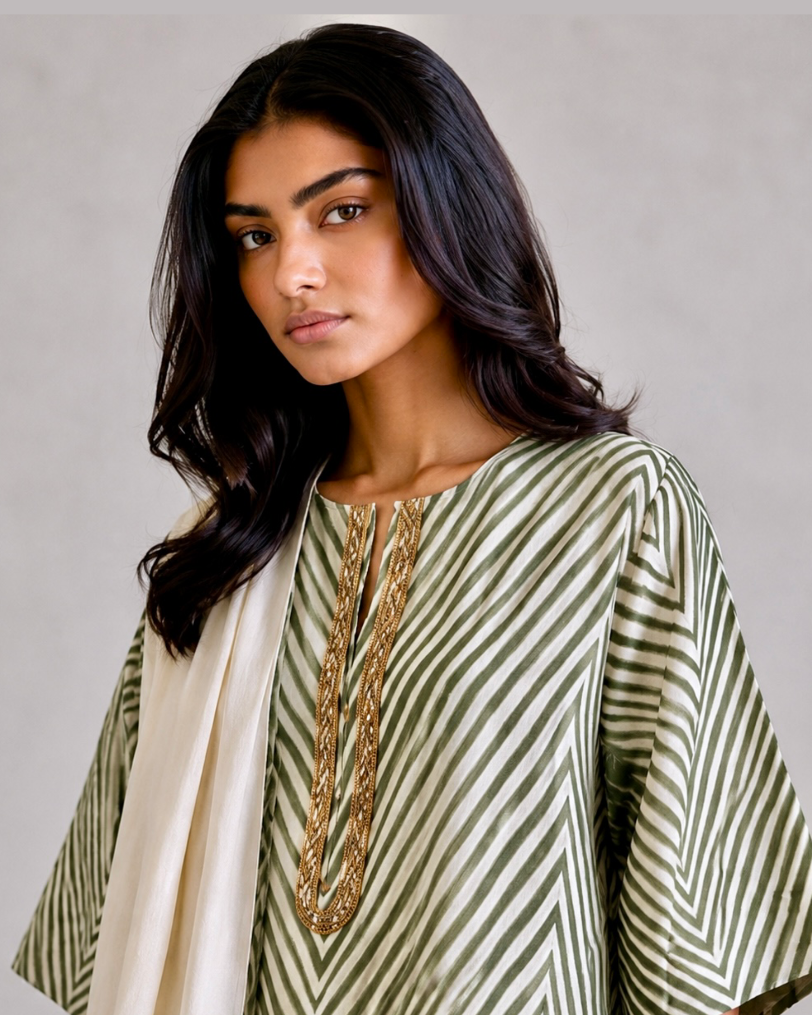 Kurta Set Arashi Shibori - Ivory/ Black