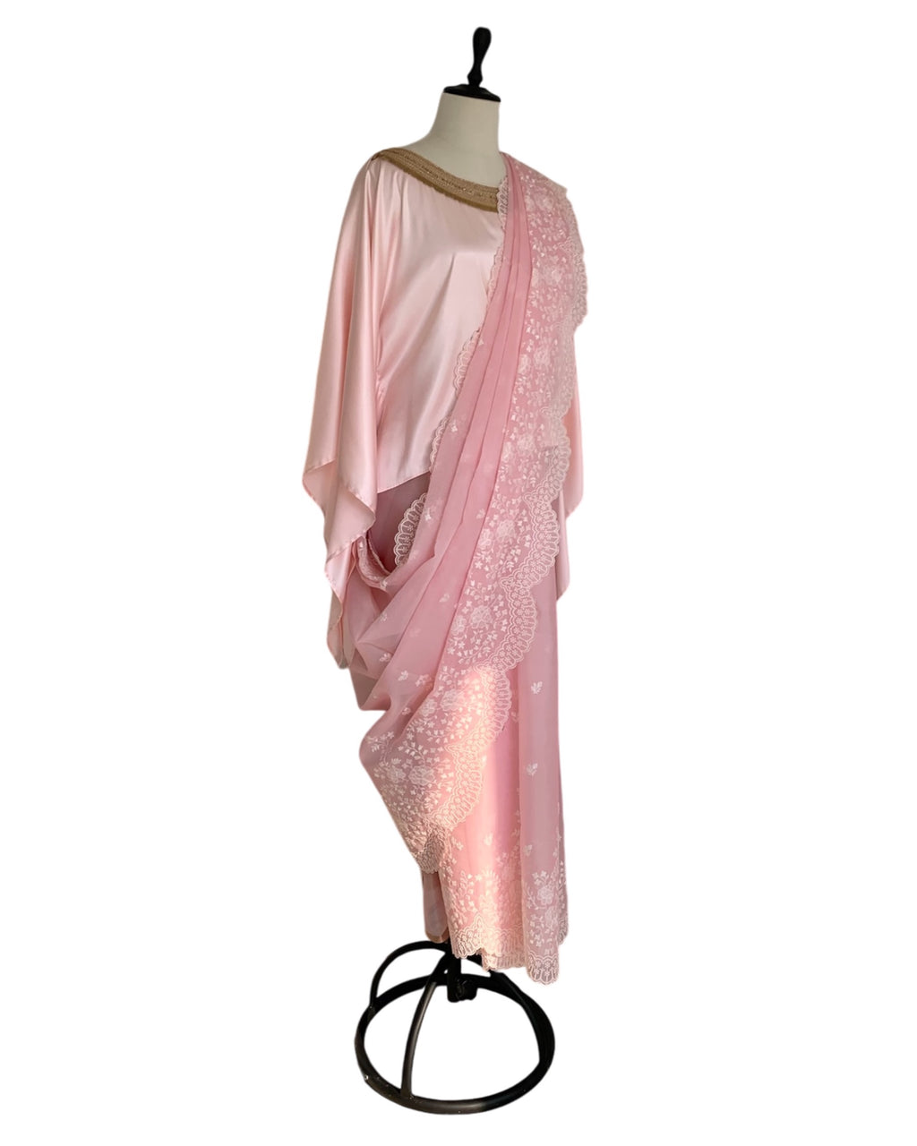 Saree Chikankari - Pink / Ivory / Gold