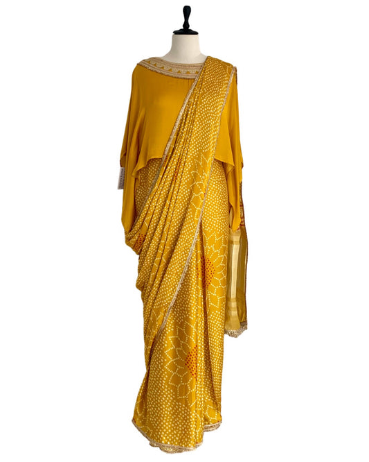 Saree Bandhej Mixology - Mustard Yellow / Gold