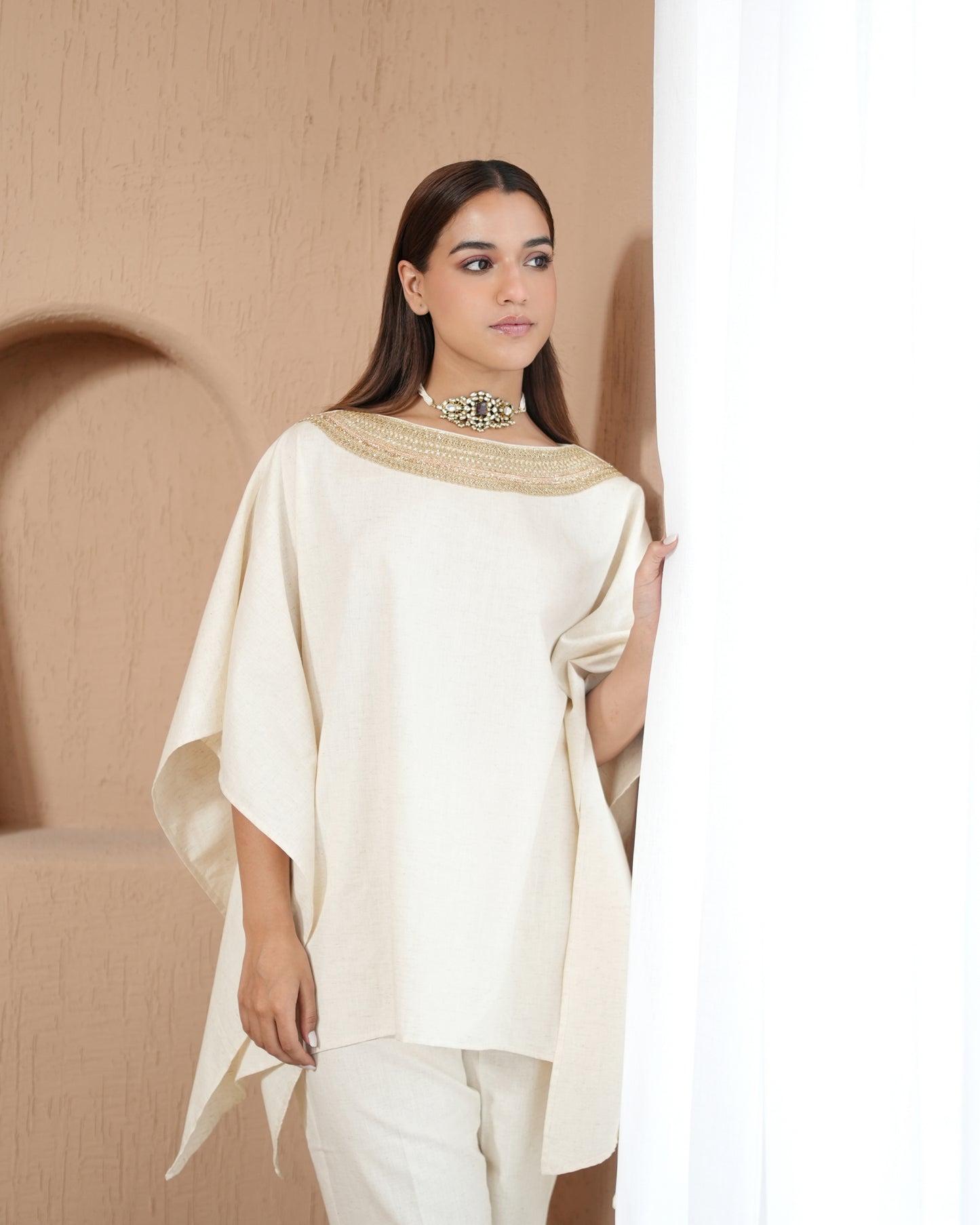 Kurta Set Khadi - Ivory / Gold