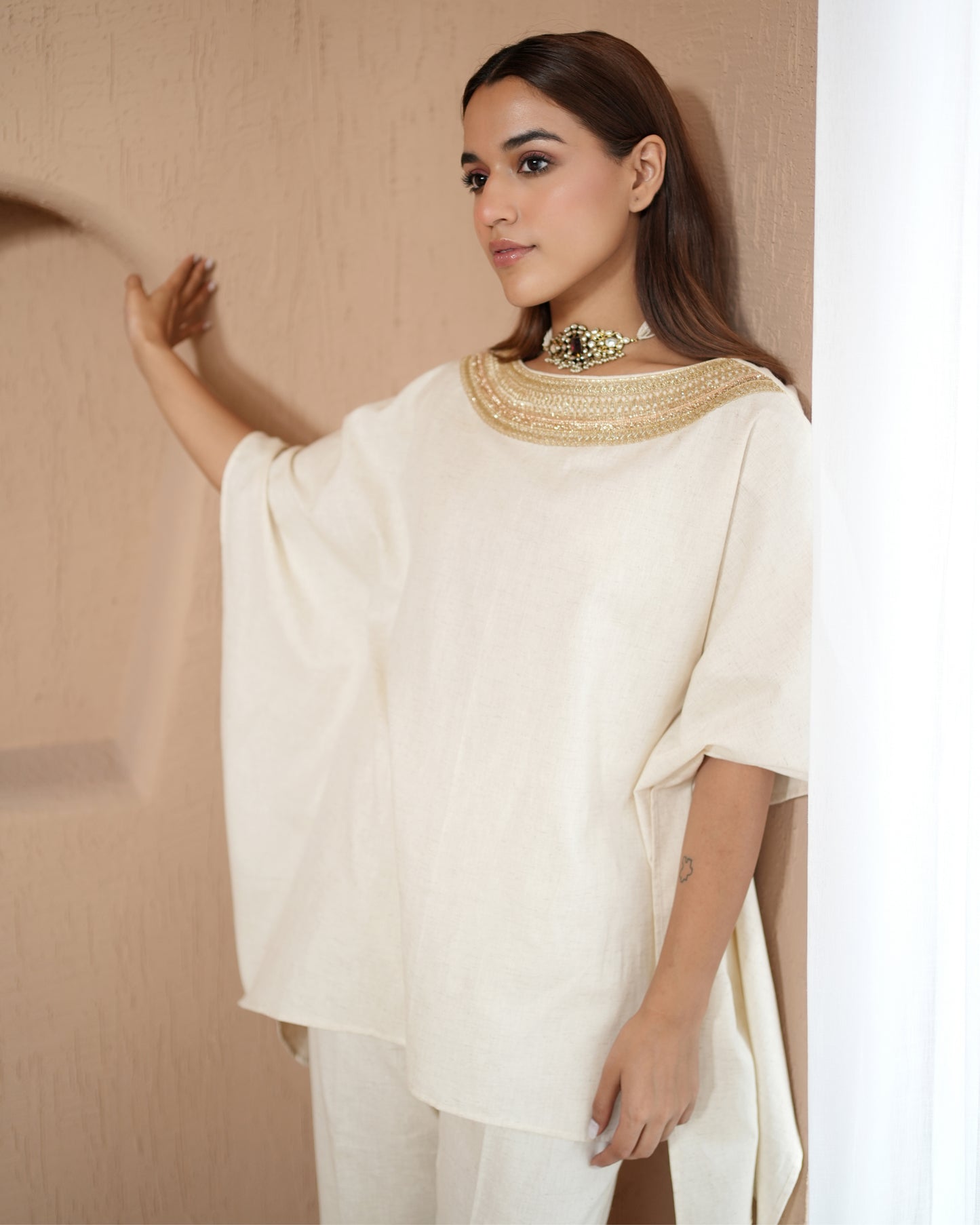 Kurta Set Khadi - Ivory / Gold