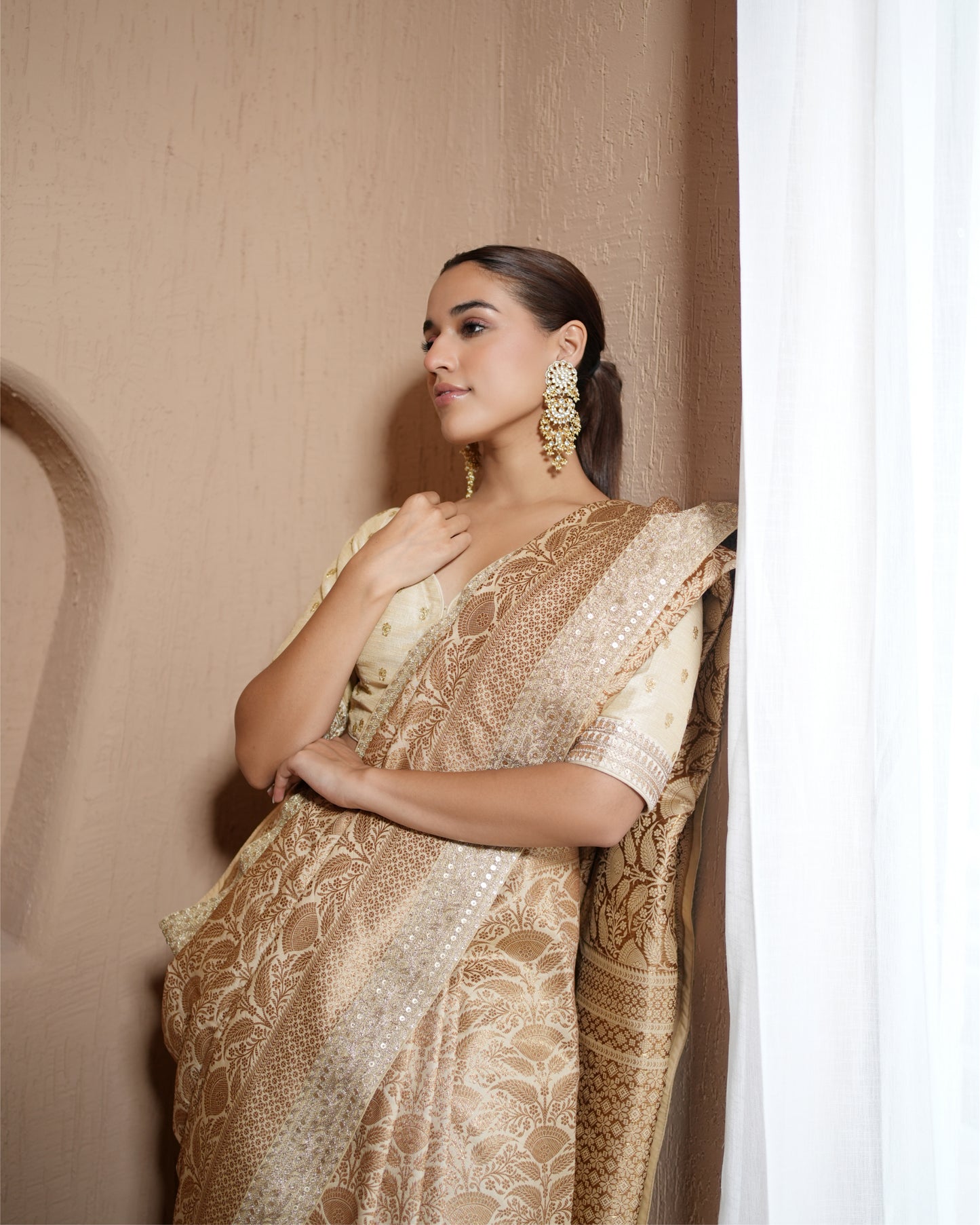 Saree Banarasi - Beige / Gold