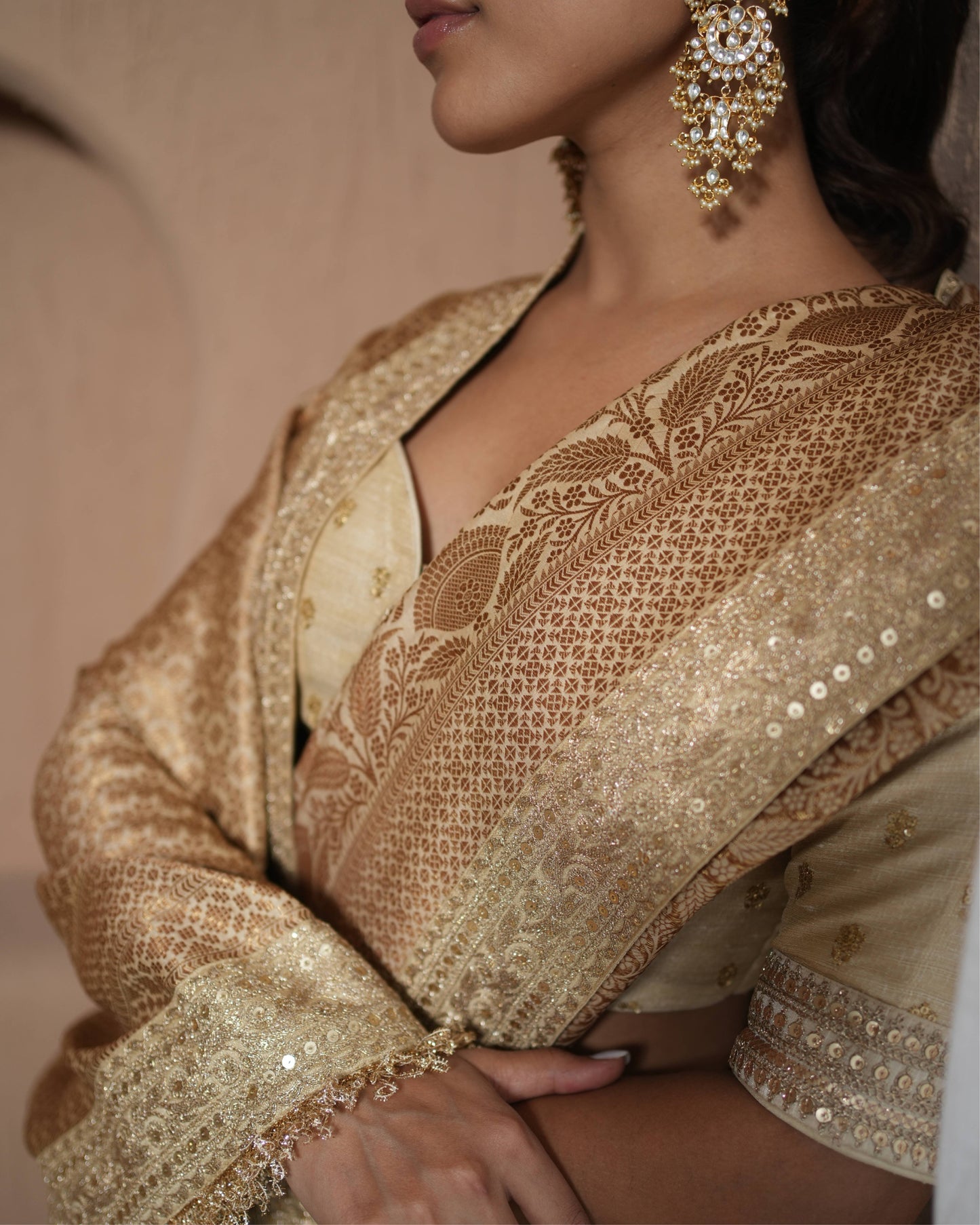 Saree Banarasi - Beige / Gold