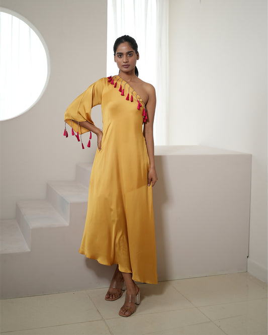 Dress Origami - Mustard Yellow