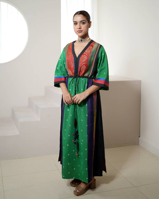 Kaftan Banarasi - Green / Red / Multicolours