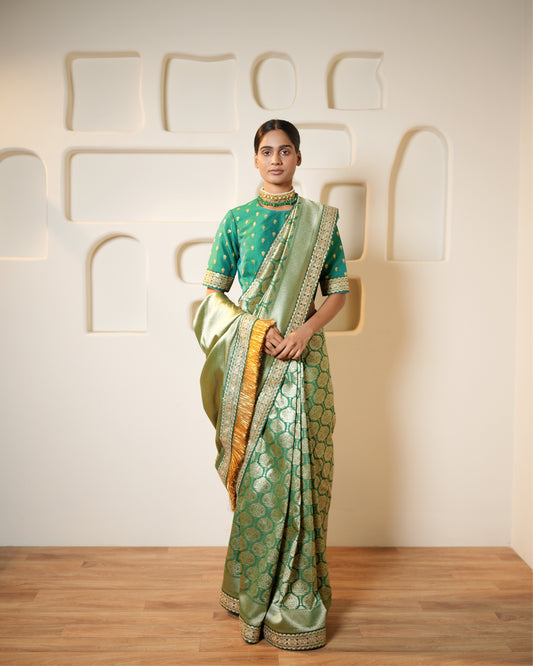 Saree Banarasi - Green / Gold