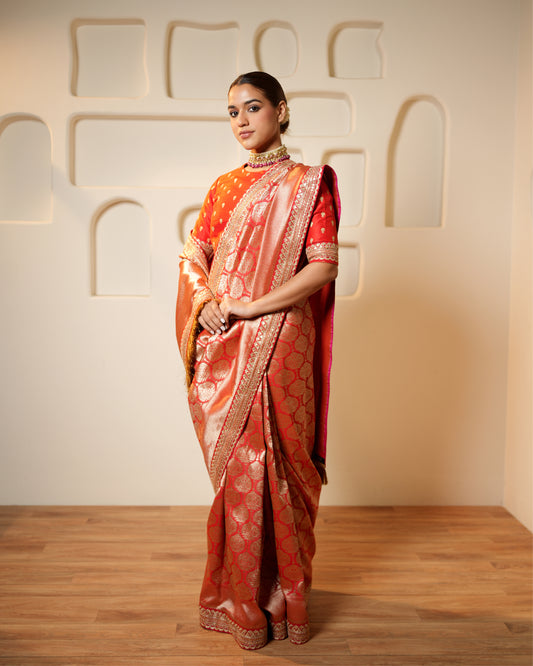 Saree Banarasi - Red / Gold