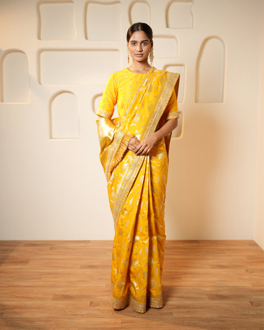 Saree Banarasi - Yellow / Gold