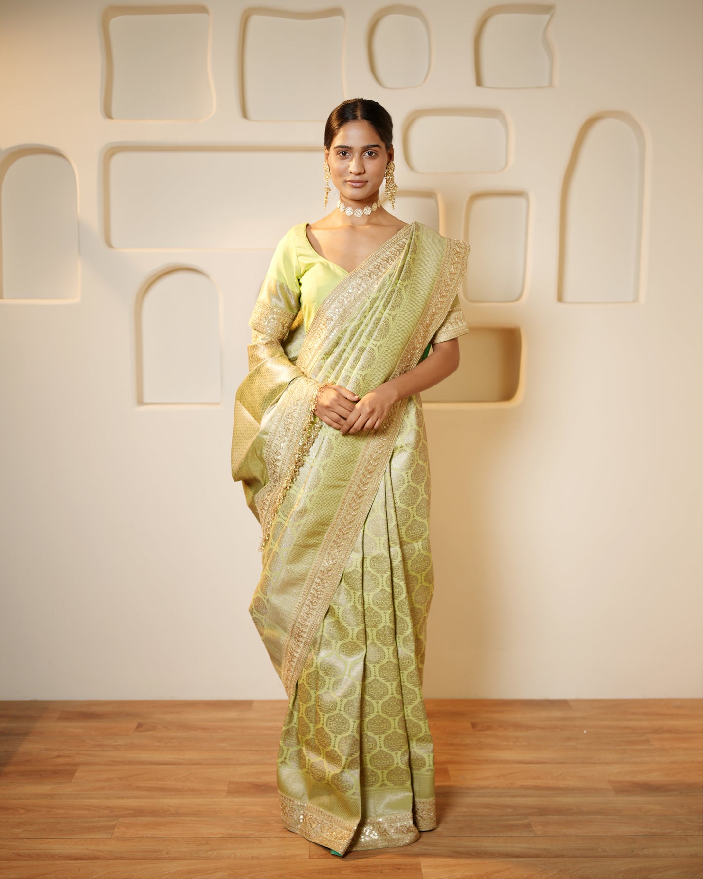 Saree Banarasi - Mint Green / Gold