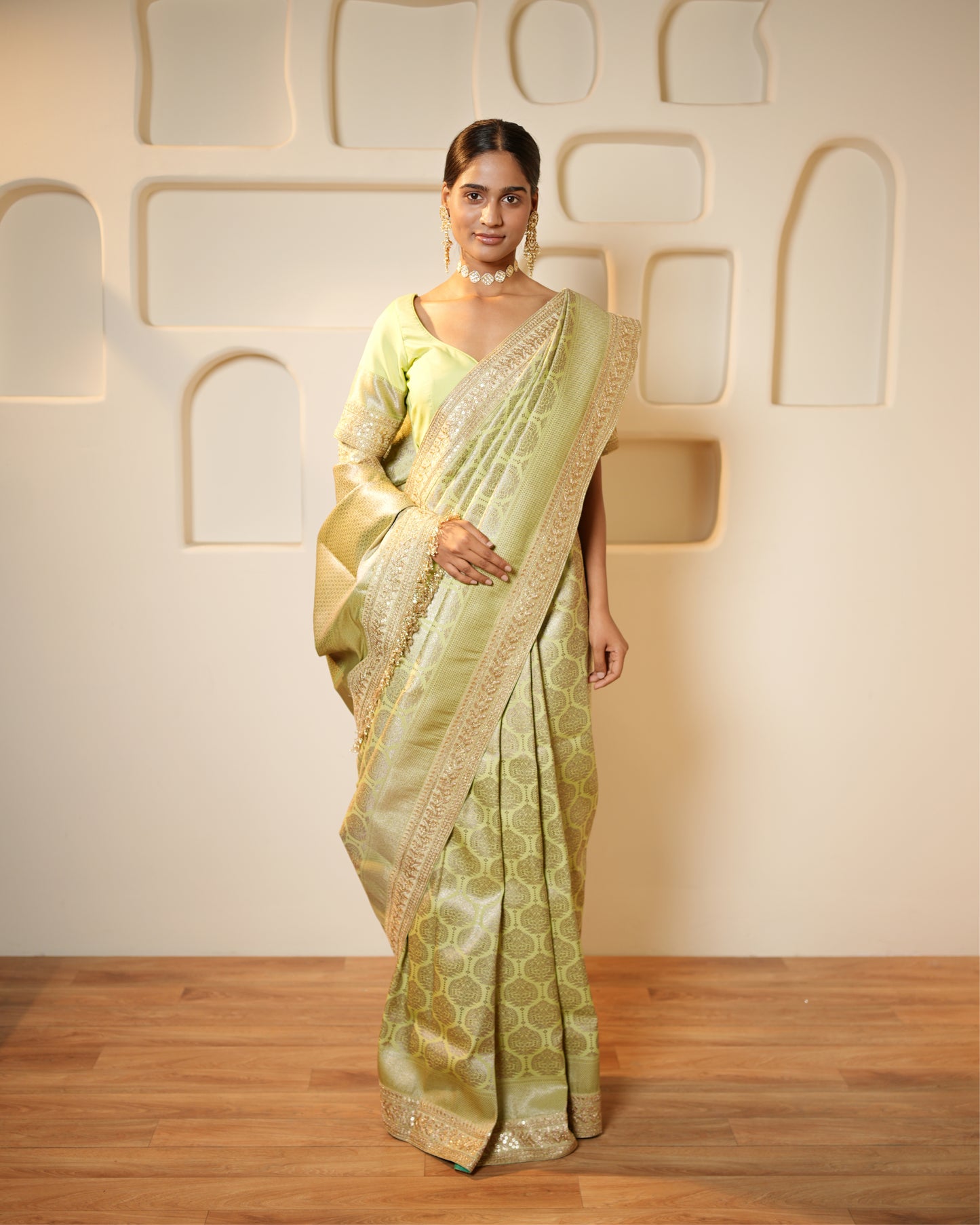 Saree Banarasi - Mint Green / Gold