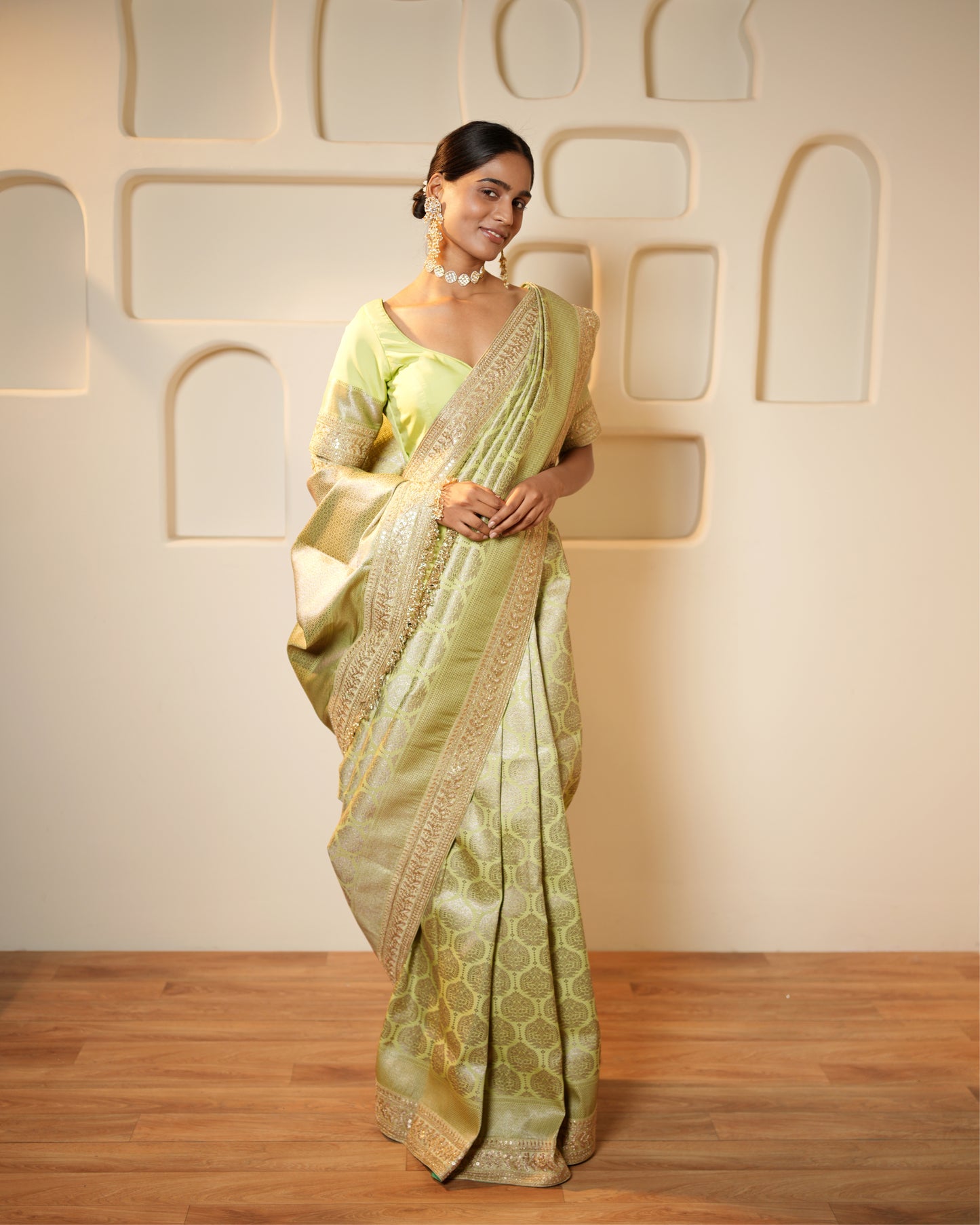 Saree Banarasi - Mint Green / Gold