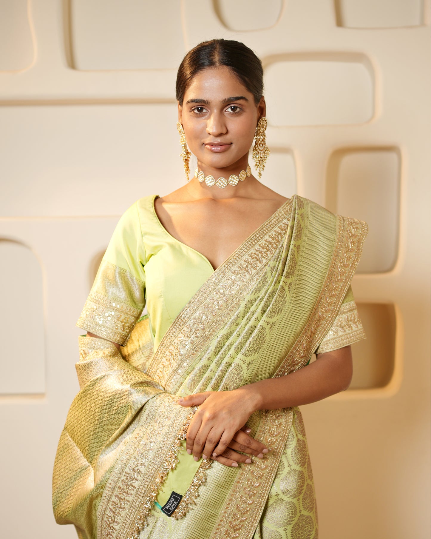 Saree Banarasi - Mint Green / Gold