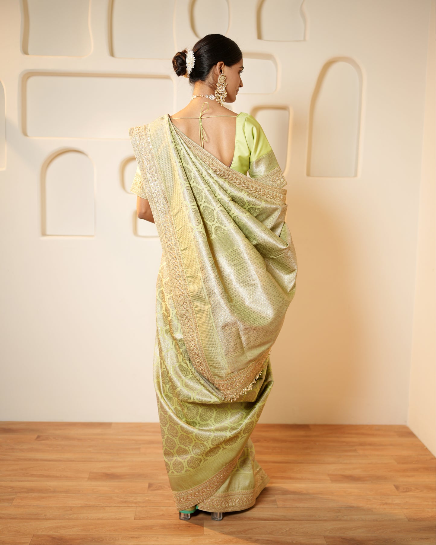 Saree Banarasi - Mint Green / Gold