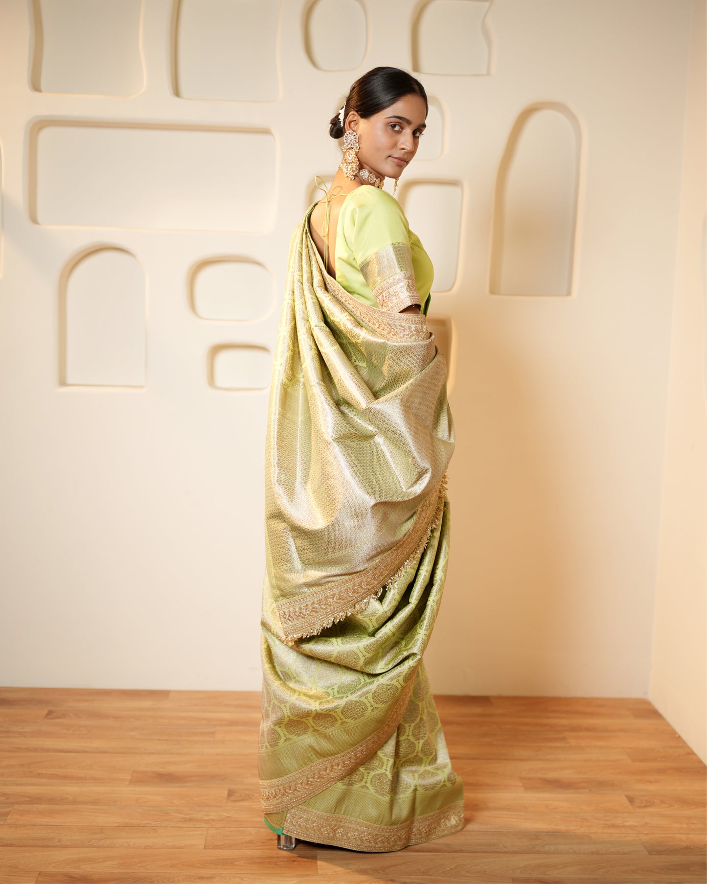 Saree Banarasi - Mint Green / Gold