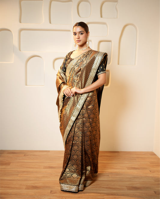 Saree Banarasi  - Royal Black / Gold