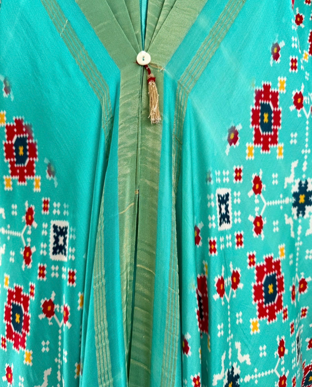 Kaftan Patola - Aquamarine/Gold