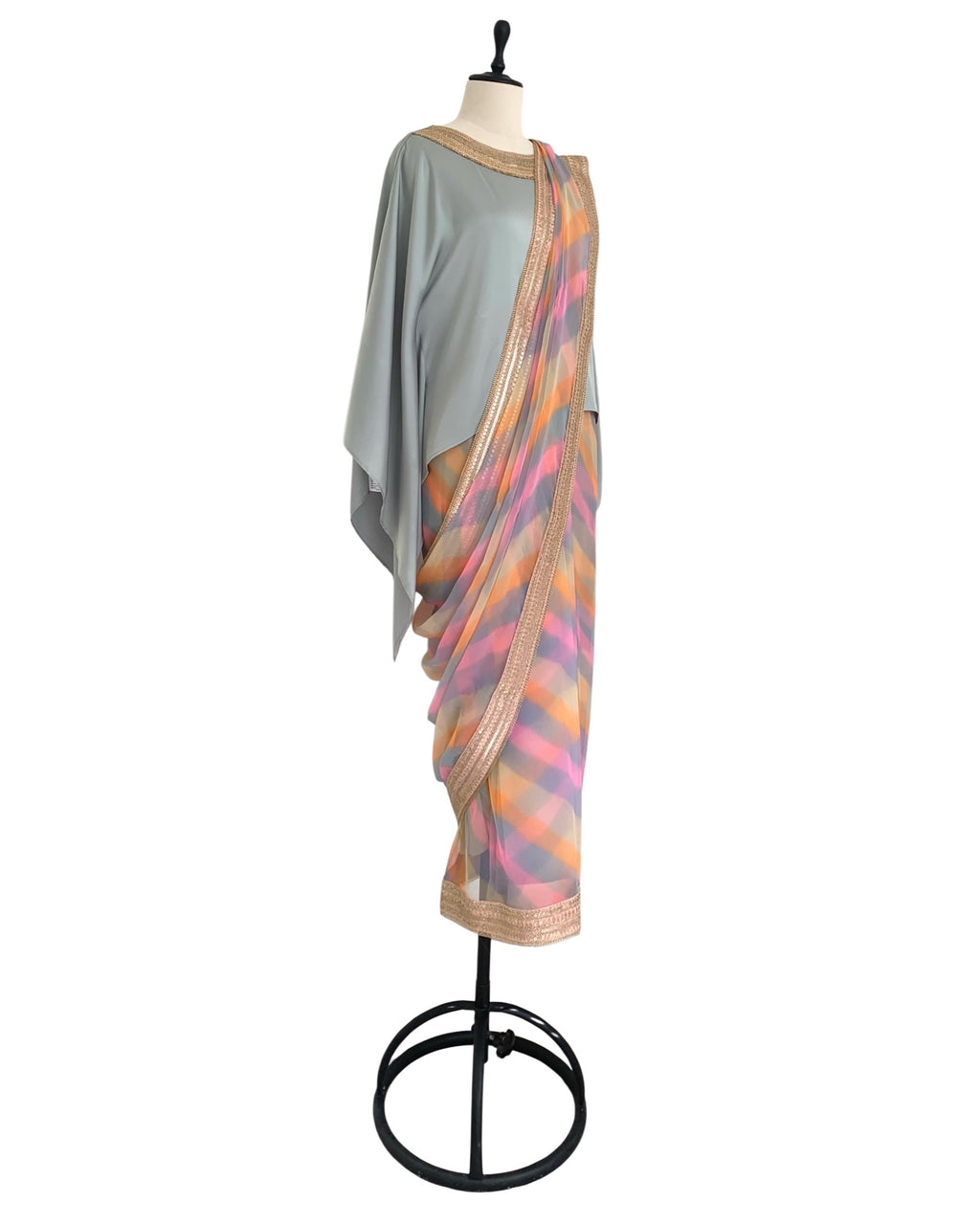 Saree Leheriya - Pink / Grey / Multi Pastels