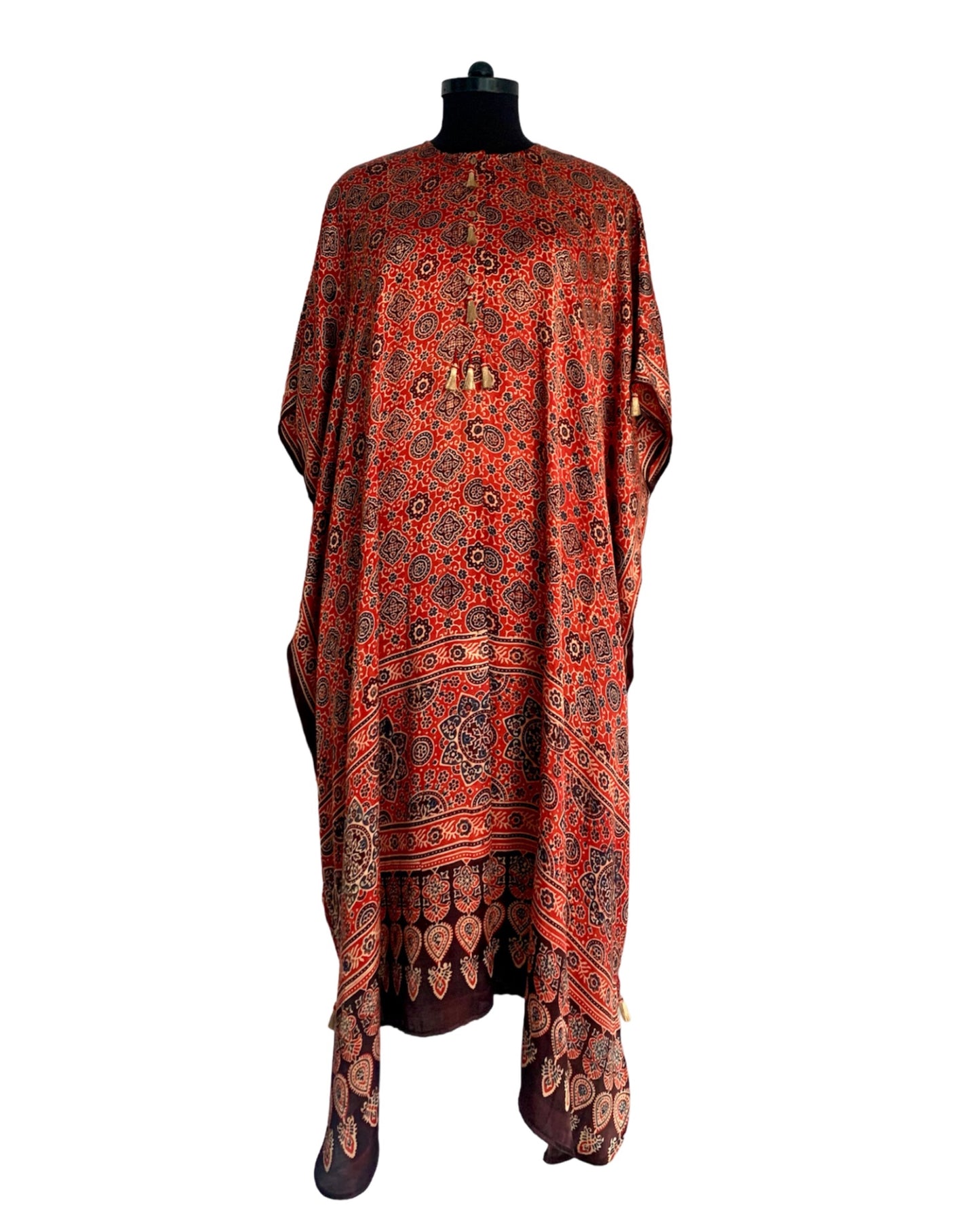 Kaftan Ajrakh - Red / Black / Gold