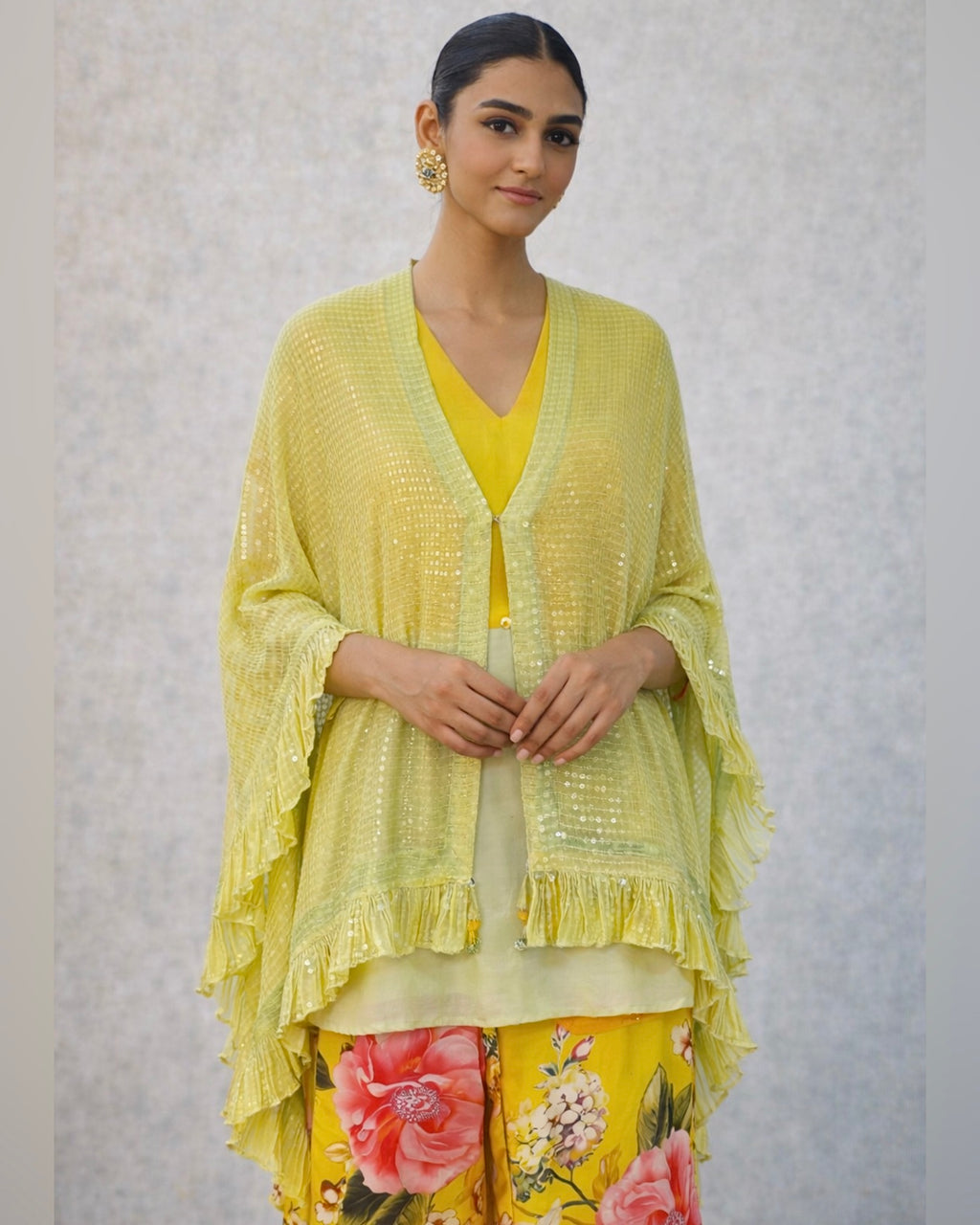 Kurta Set Floral - Green / Lemon