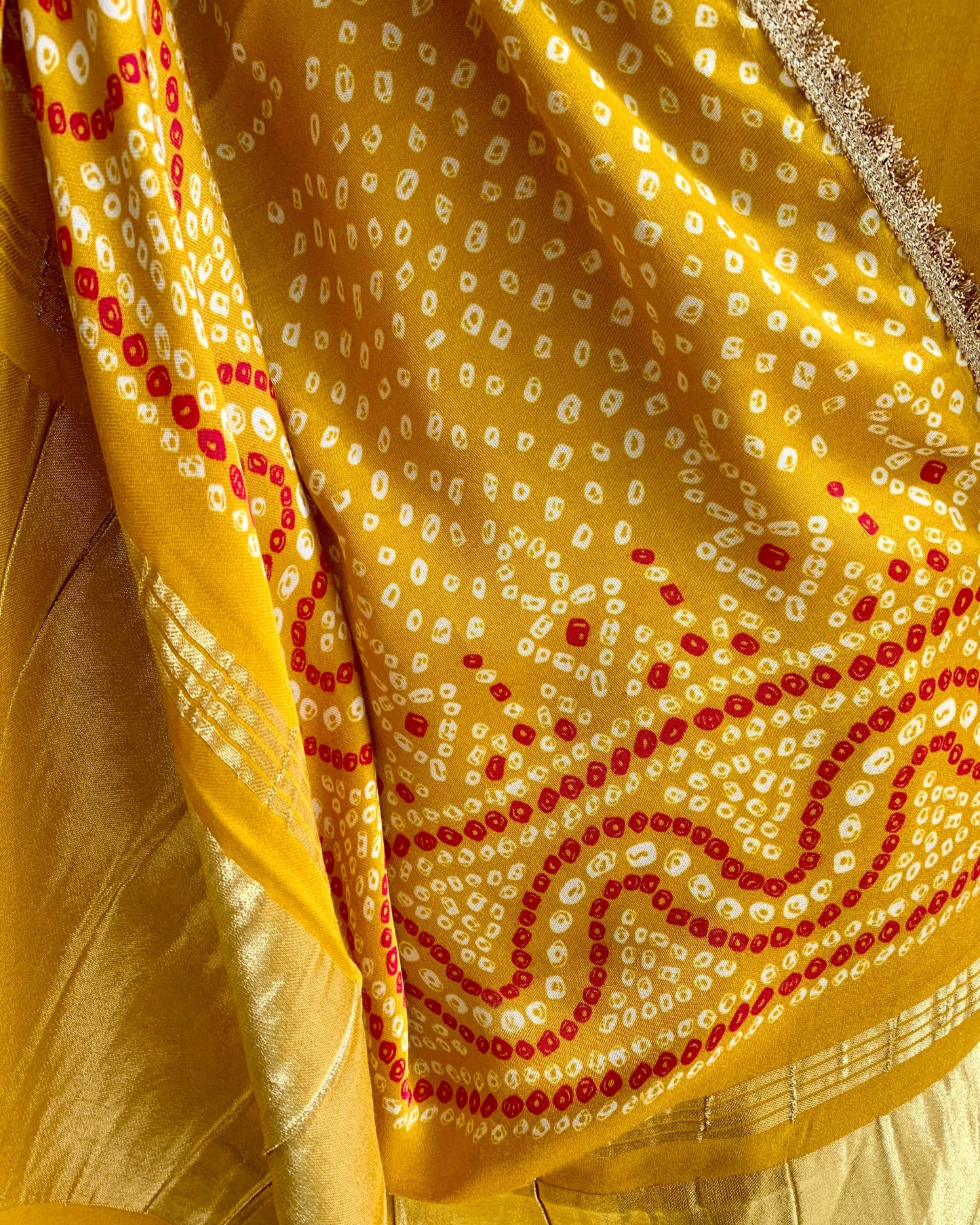 Saree Bandhej Mixology - Mustard Yellow / Gold