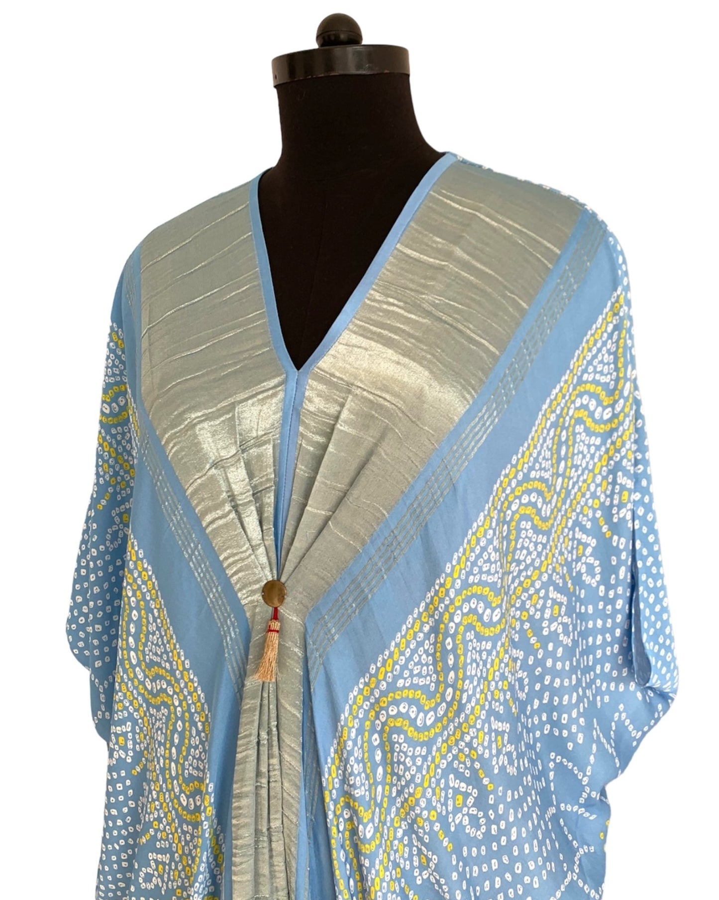 Kaftan Bandhej - Blue / Gold