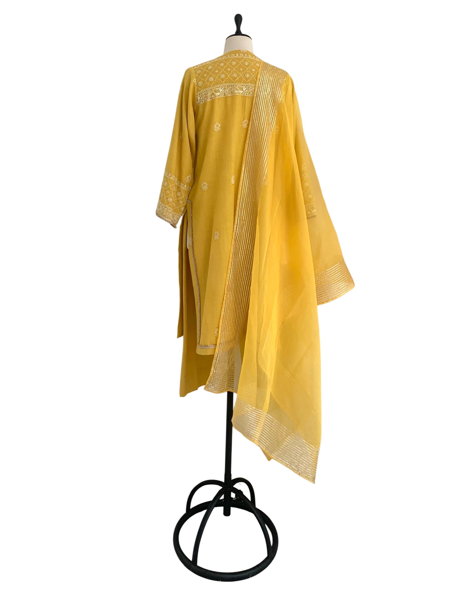 Kurta Set Chikankari - Yellow / Gold / Silver