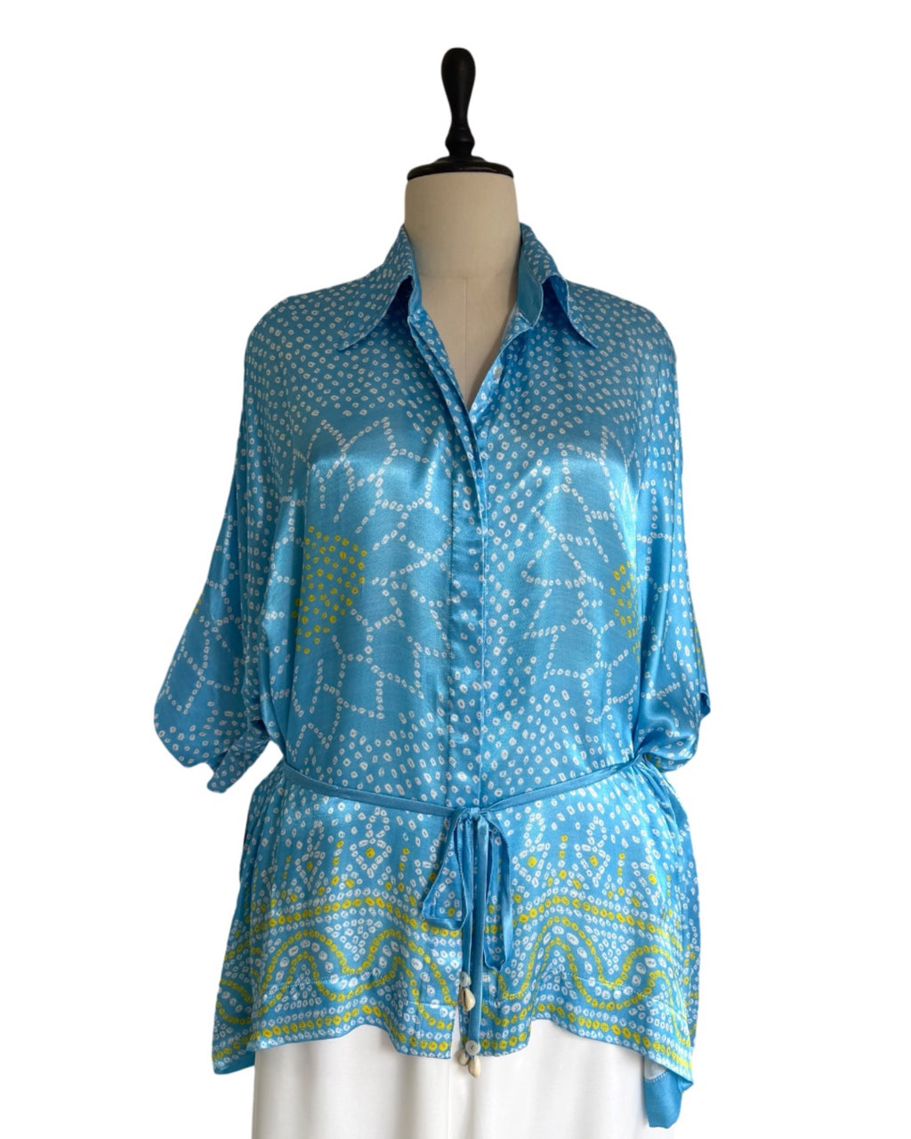 Shirt Kimono Bandhej - Sky Blue
